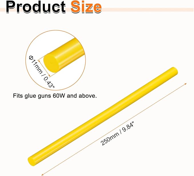 HARFINGTON 10pcs Hot Glue Sticks 0.43" Dia x 9.84" Long EVA Mini Hot Melt
