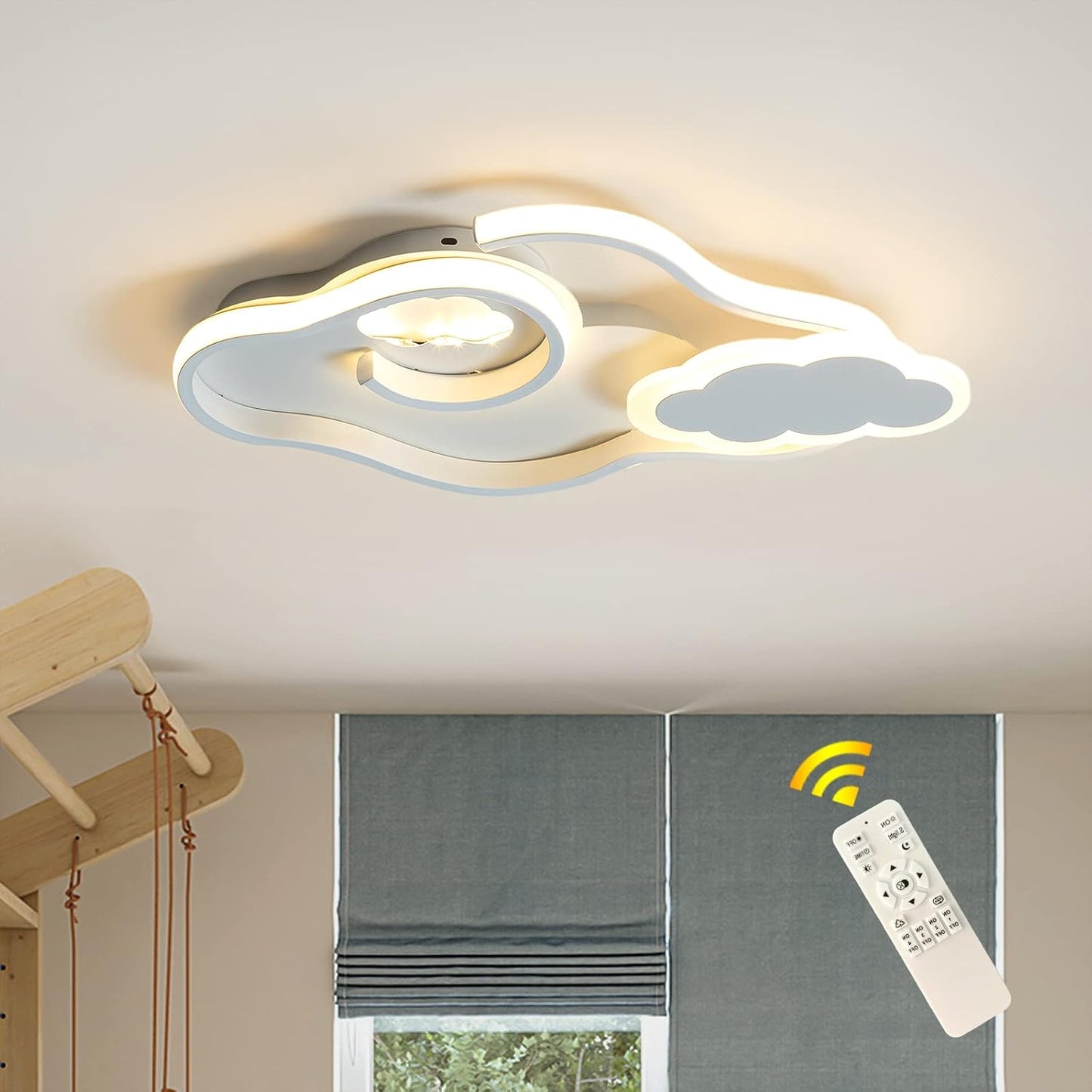 Tioolo Modern LED Ceiling Light Dimmable Cloud Ceiling Lights Flush Mount Acrylic Ceiling Lamp with Remote Creative Cartoon Ceiling Lighting Fixture for Boy Girl Room Bedroom Living Room 42W/White