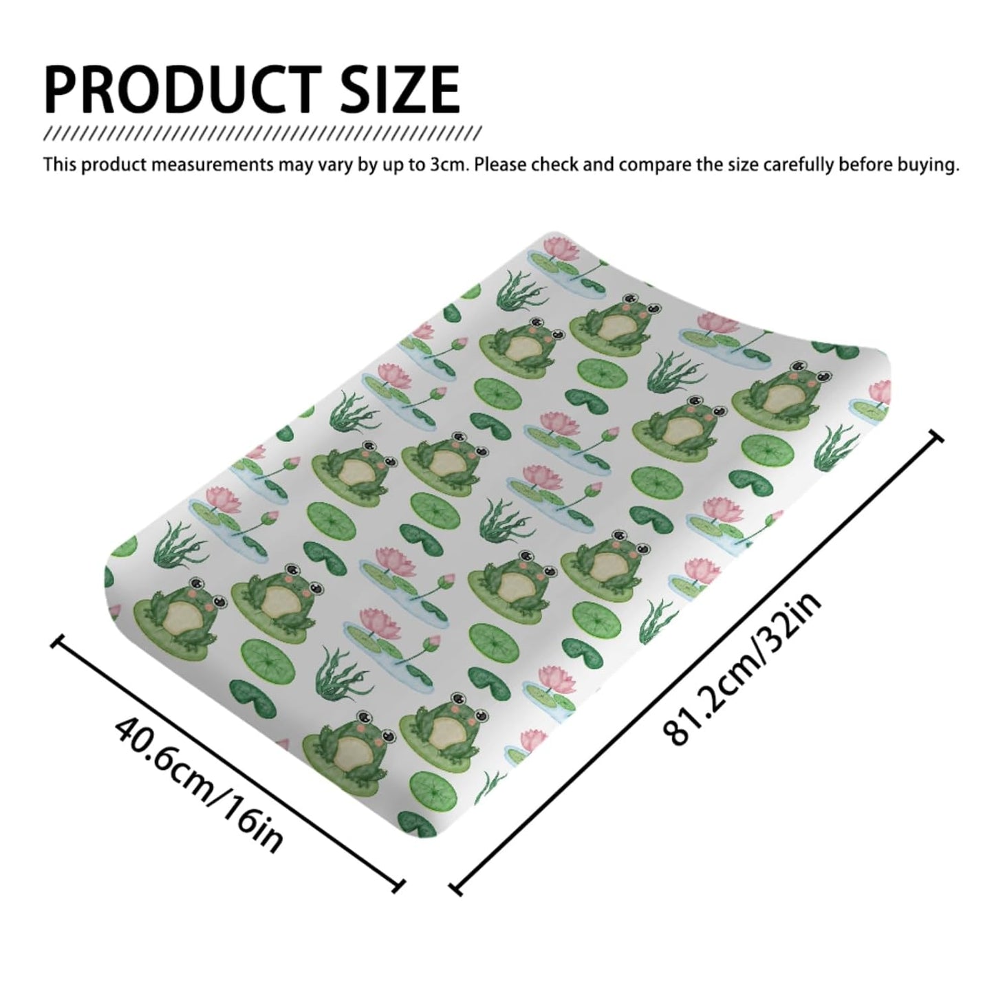 Cartoon Frogs Flower Leaves Pond Changing Pad Covers Water Lilies Lake Diaper Changing Table Sheets for Girl Boy Soft Breathable Stretchy Fitted Baby Changing Table Pad Mats Covers 32''x16''