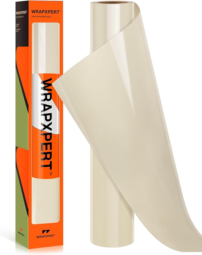 WRAPXPERT Cream HTV Vinyl Rolls Beige Heat Transfer Vinyl 12''x5ft Iron on Vinyl
