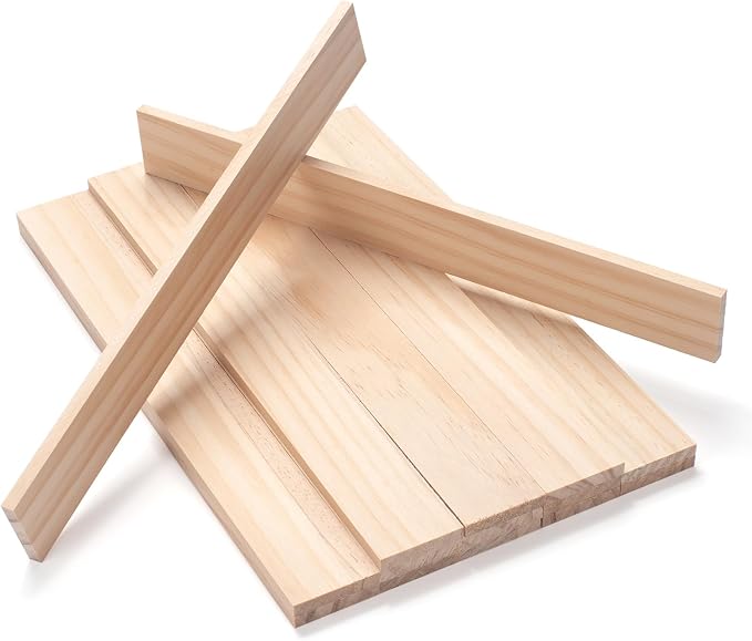 Wood Trim Strips Slats for Crafts, Square Wooden Dowels Wooden Sticks for Crafts