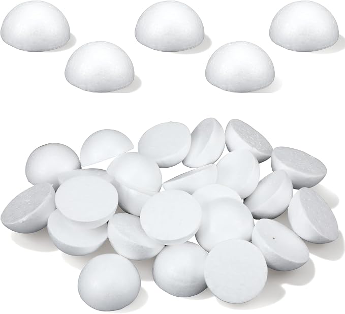 Jeffdad 24 Pcs Half Foam Balls, 1.4 Inch Half Round Styrofoam Foams Ball |