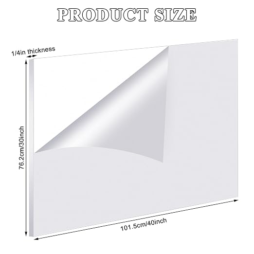 Roowest 2 Pcs 30 x 40 Inch, 1/4 Inch Thick Clear Acrylic Sheet Plastic Sheet