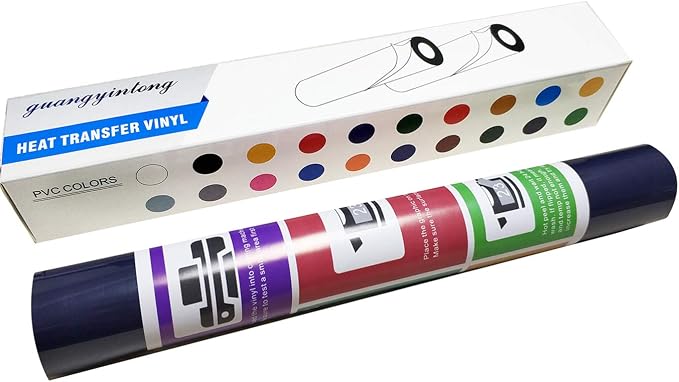 guangyintong Navy Blue Heat Transfer Vinyl HTV Rolls, Glossy Surface HTV Vinyl