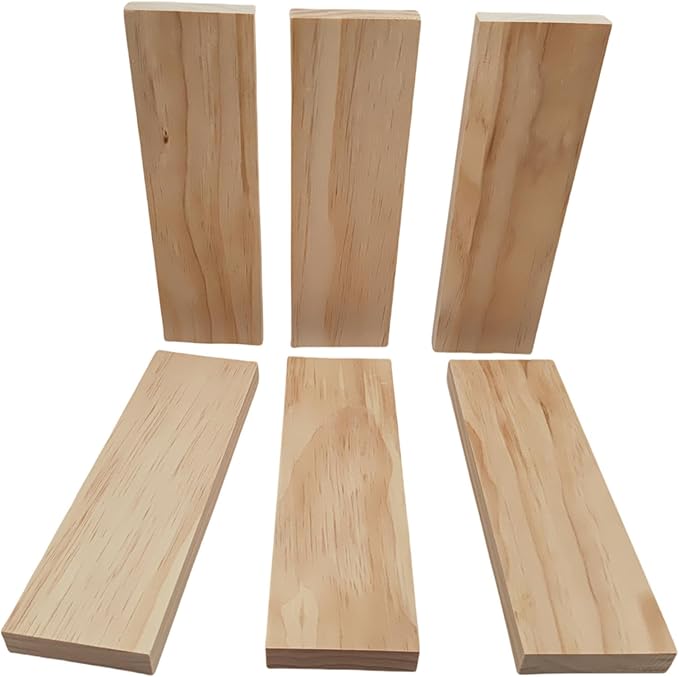 6PCS Rectangle Wood Boards Unfinished Wood Blocks