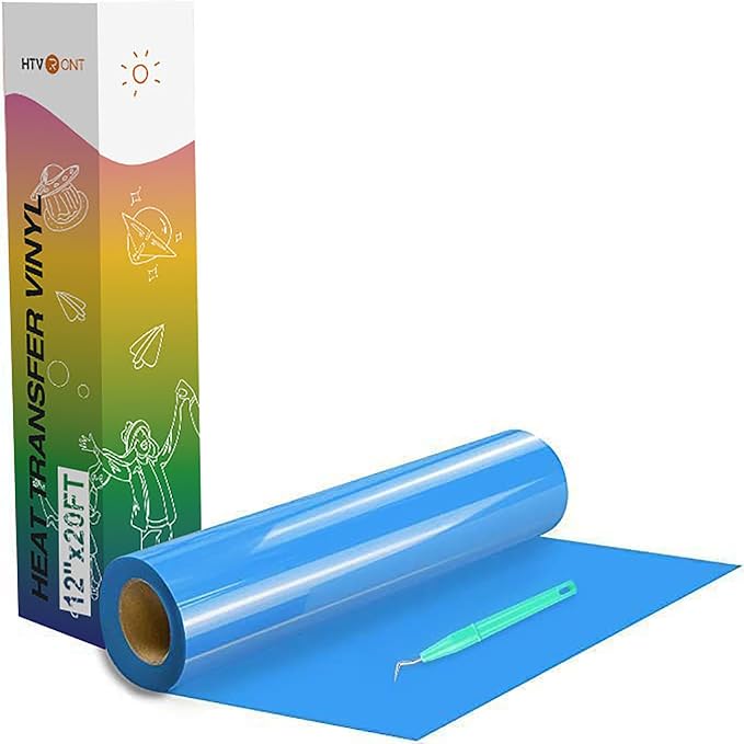 HTVRONT Heat Transfer Vinyl Lake Blue HTV Rolls, Heat Transfer Vinyl