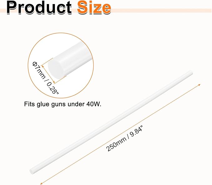 HARFINGTON 10pcs Hot Glue Sticks 0.28" Dia x 9.84" Long EVA Mini Hot Melt