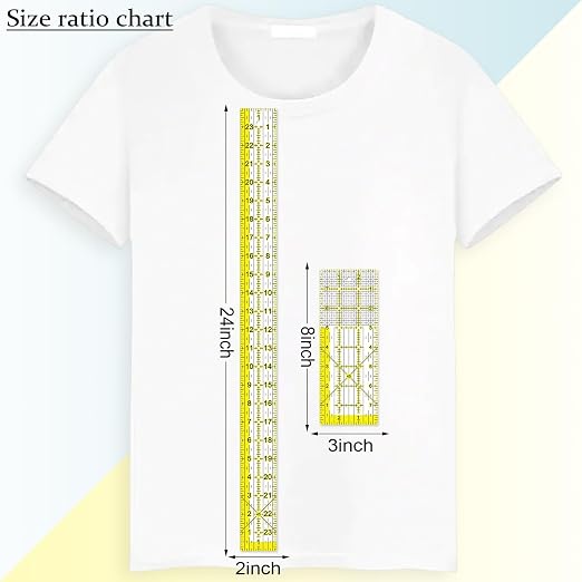 Acrylic Ruler 7 Piece Set, Non Slip Rings 50 Pieces, Quilting Rulers