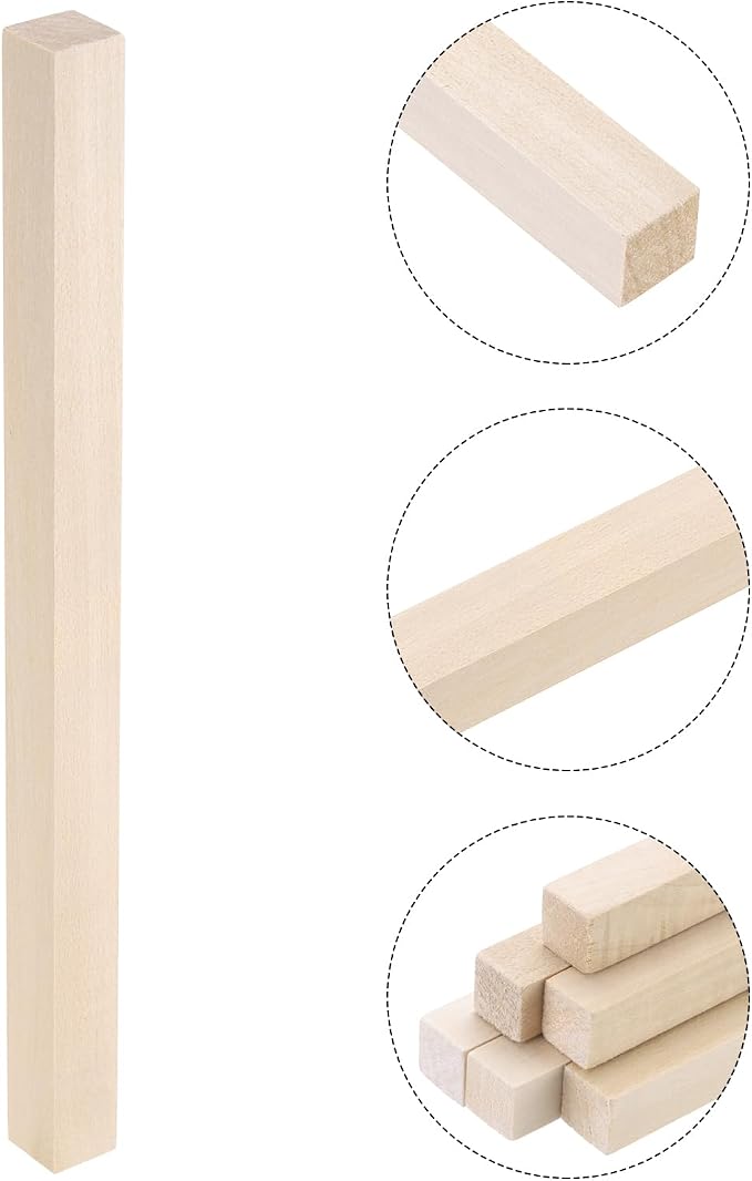 MECCANIXITY 6pcs Wood Sticks, 3/4"x 3/4" x 15" Rectangle Wooden Cube Wood