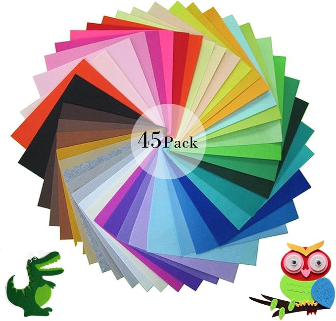 45Pcs Vibrant Felt Sheets for Sewing School Projects Party Craft Decoration |