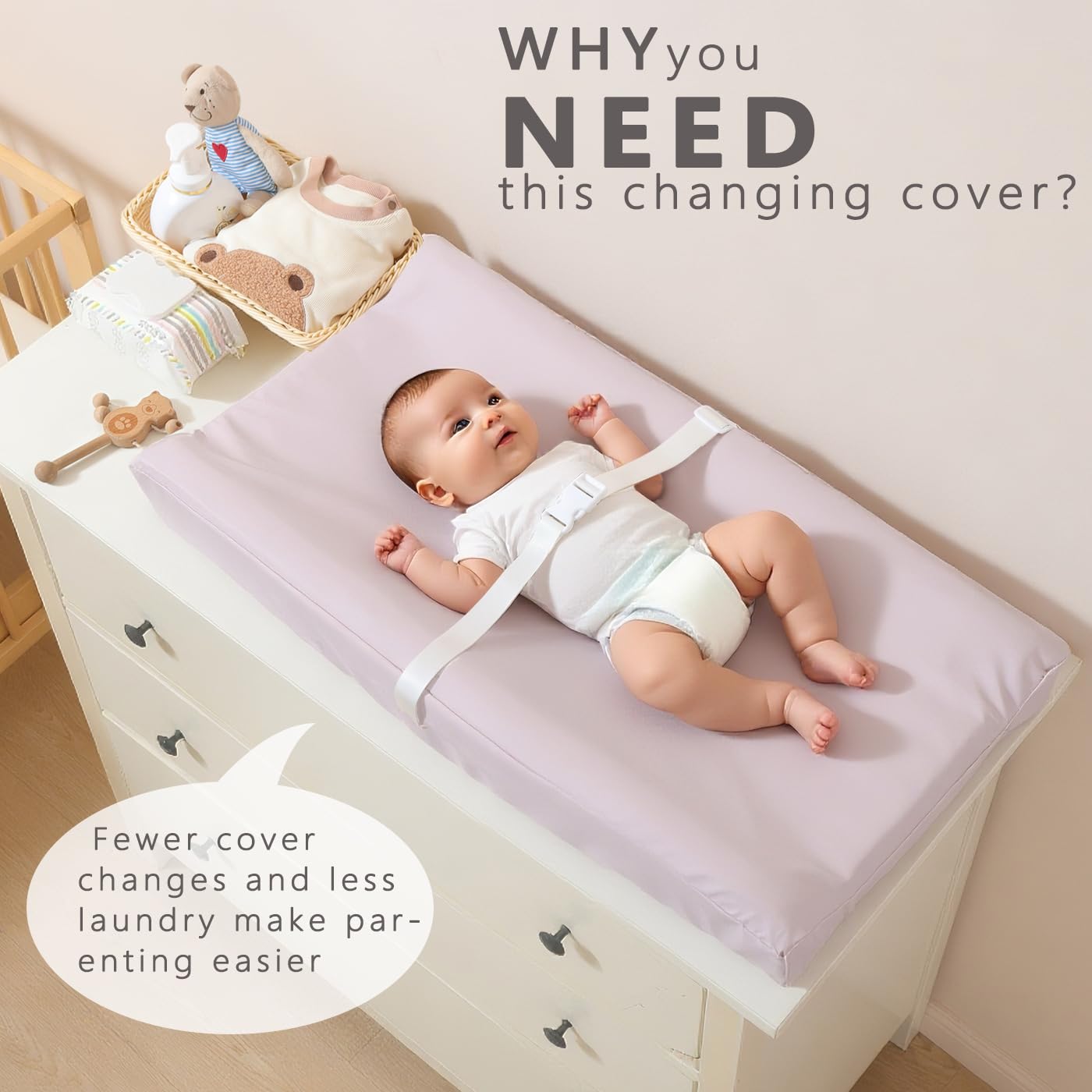 Vegan Leather Baby Changing Pad Covers for Girl, Boy, Waterproof & Wipeable Soft Diaper Changing Mat Cover.Fits Standard Changing Pads with Dimensions of 32" x 16". (Pink)