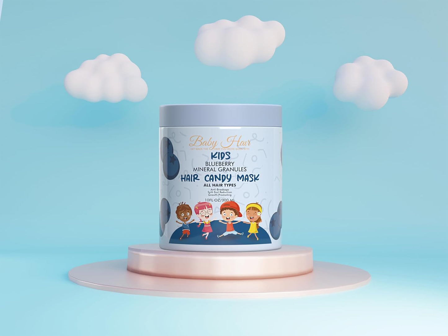 Baby Hair - Blueberry Mineral Toddler Shampoo/Body Wash, Conditioner, and Hair Mask Set, Sulfate-Free Shampoo and Conditioner with Strawberry & Blueberry Oil, Detangling Shampoo for Kids, 10 fl.oz.