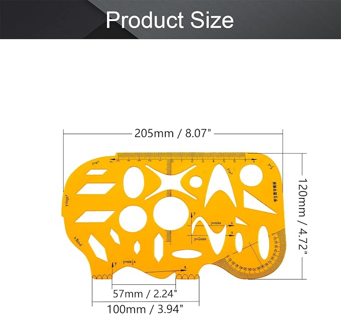 Utoolmart Yellow Measuring Template Mathematical Template Geometric Scale