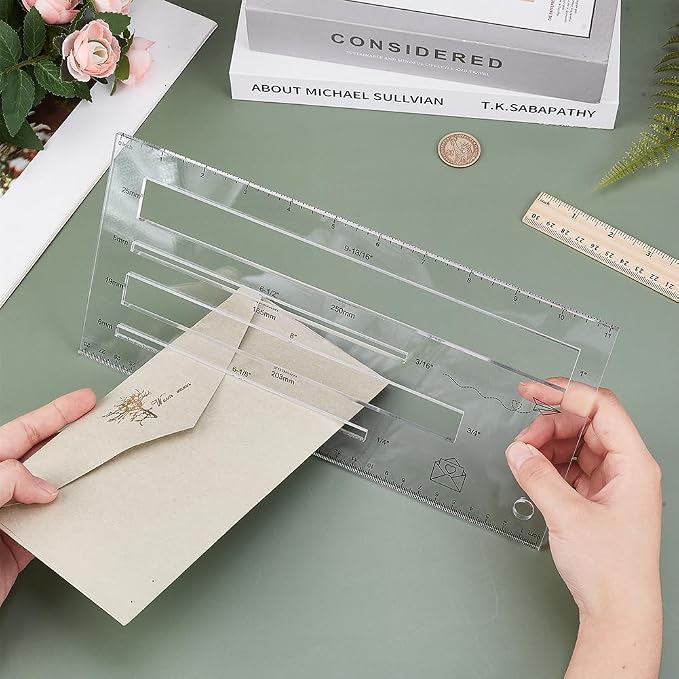BENECREAT 4 Sizes Measurement Shipping Guide, Acrylic Mail Measurement Ruler