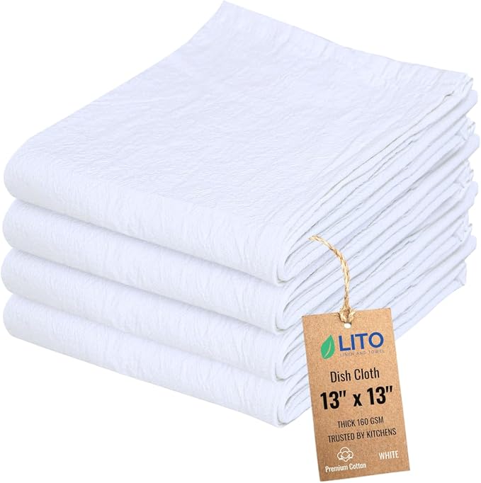 Dish Cloths Cotton| Kitchen Wash Cloth | Shop Towels Absorbent and Lint Free