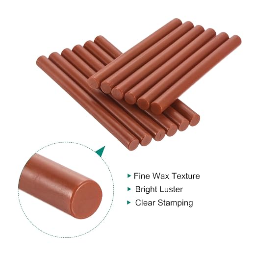 MECCANIXITY 12 Pcs Brown Red Cylinder Sealing Wax Stick Glue Gun Wax Seal Rod