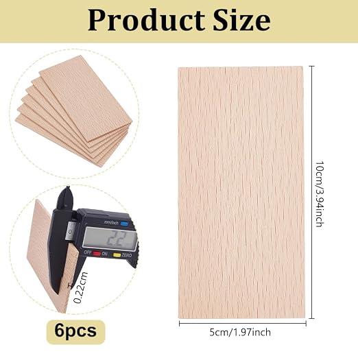 OLYCRAFT 6Pcs Unfinished Beech Wood Sheets 2.2mm Thick Unfinished Craft Wood