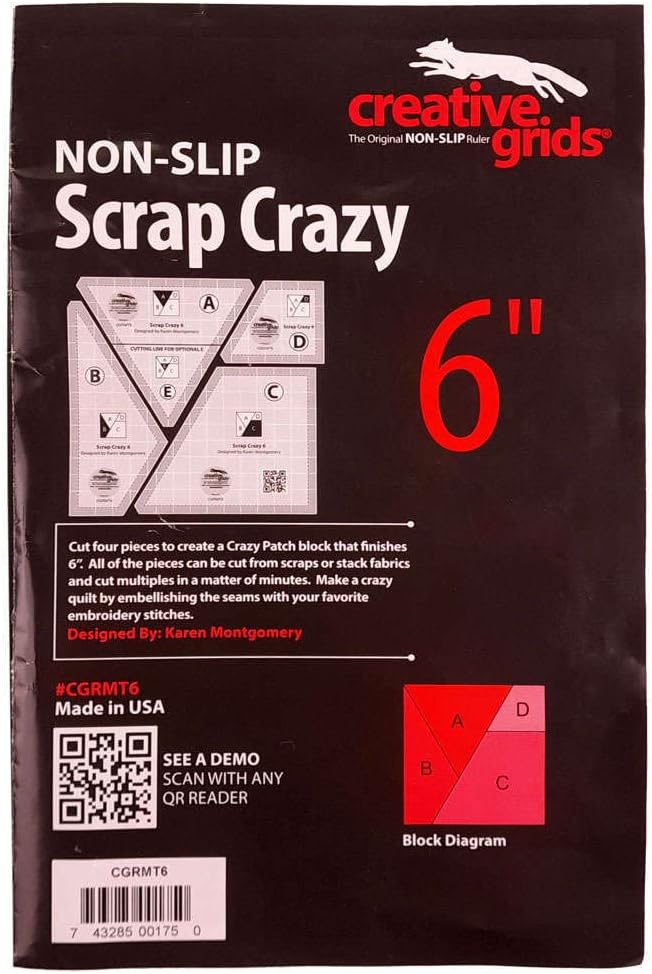 Creative Grids Scrap Crazy 6 Template Set Quilt Ruler – CGRMT6 – Made in USA