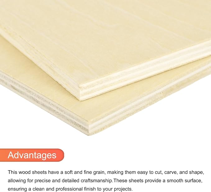 MECCANIXITY 3pcs Basswood Sheets 18 x 12 x 5/16 Inch Unfinished Wood Boards