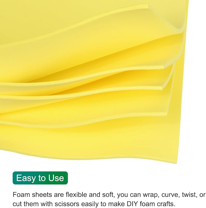 MECCANIXITY EVA Foam Sheets Bright Yellow 35.4 Inch x 19.7 Inch 2mm Thick