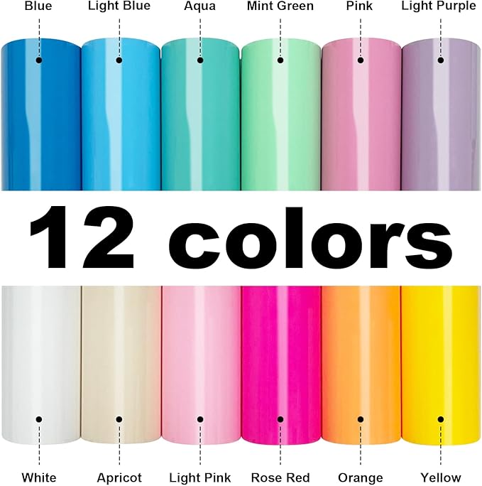 12Pcs DUEUIOE Puff Vinyl Heat Transfer 12x10Inch, Puff Vinyl Heat Transfer