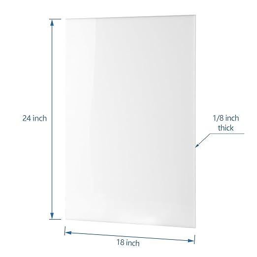 KAITELA White Cast Acrylic Sheet 18" x 24" x 1/8" Thick, Laser Cutting