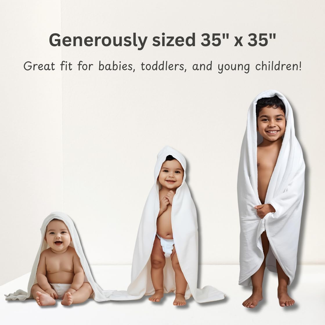 Hooded Baby Toddler Towel and Washcloth Set Made with Viscose from Bamboo, Large Size of 35" x 35", Soft and Absorbent, Baby Essential in Rose
