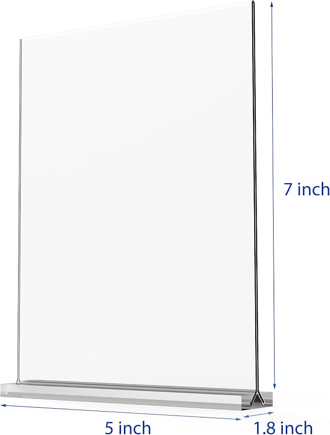 newnewshow 5“x7” Acrylic Sign Holder 6 Pack Vertical T Shape Double-Sided