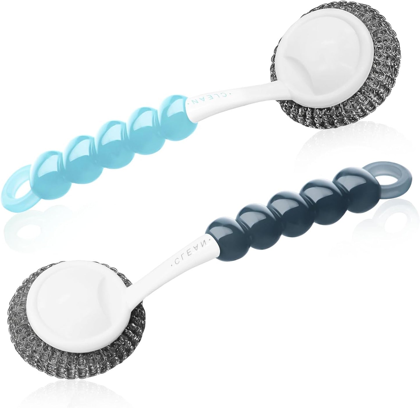 Stainless Steel Scrubber Dish Brush with Handle, Kitchen Steel Wool Pot Scrubber Metal Scrubber Dish Scrub Brush, Steel Scrubbers for Cleaning Dishes Pots, Pans, Grills, Sinks, Dishwashing Supplies