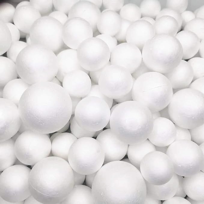 300 Pack Craft Foam Balls, 4 Sizes Including 1-2 Inches, Polystyrene Smooth