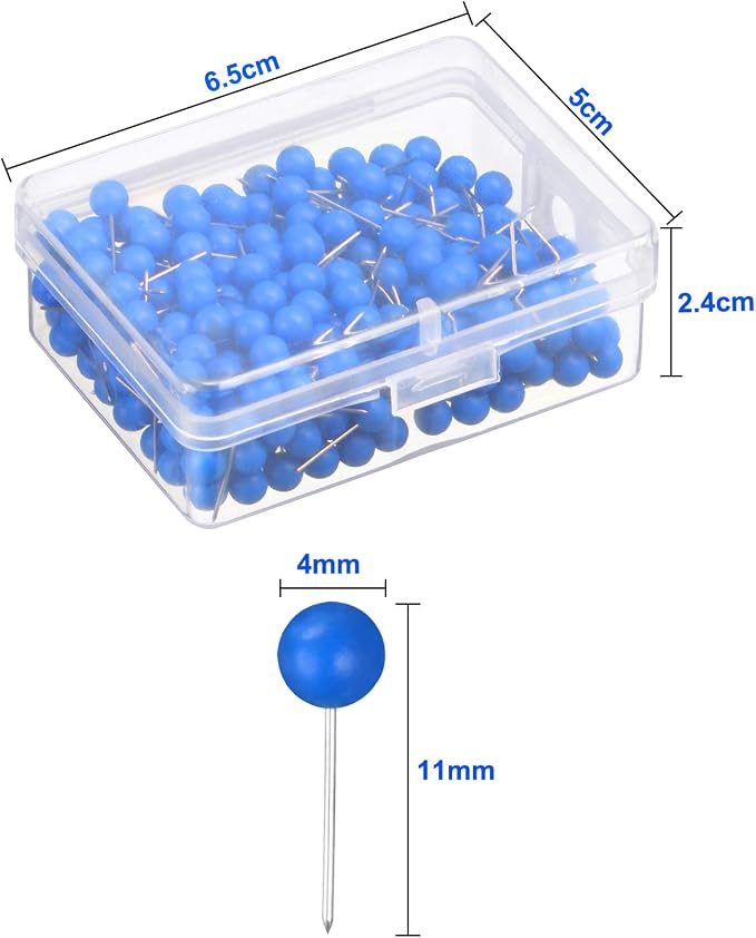 WILLBOND 500 Pack Map Push Pins Map Tacks Small Round Head Push Pins Thumb Tacks