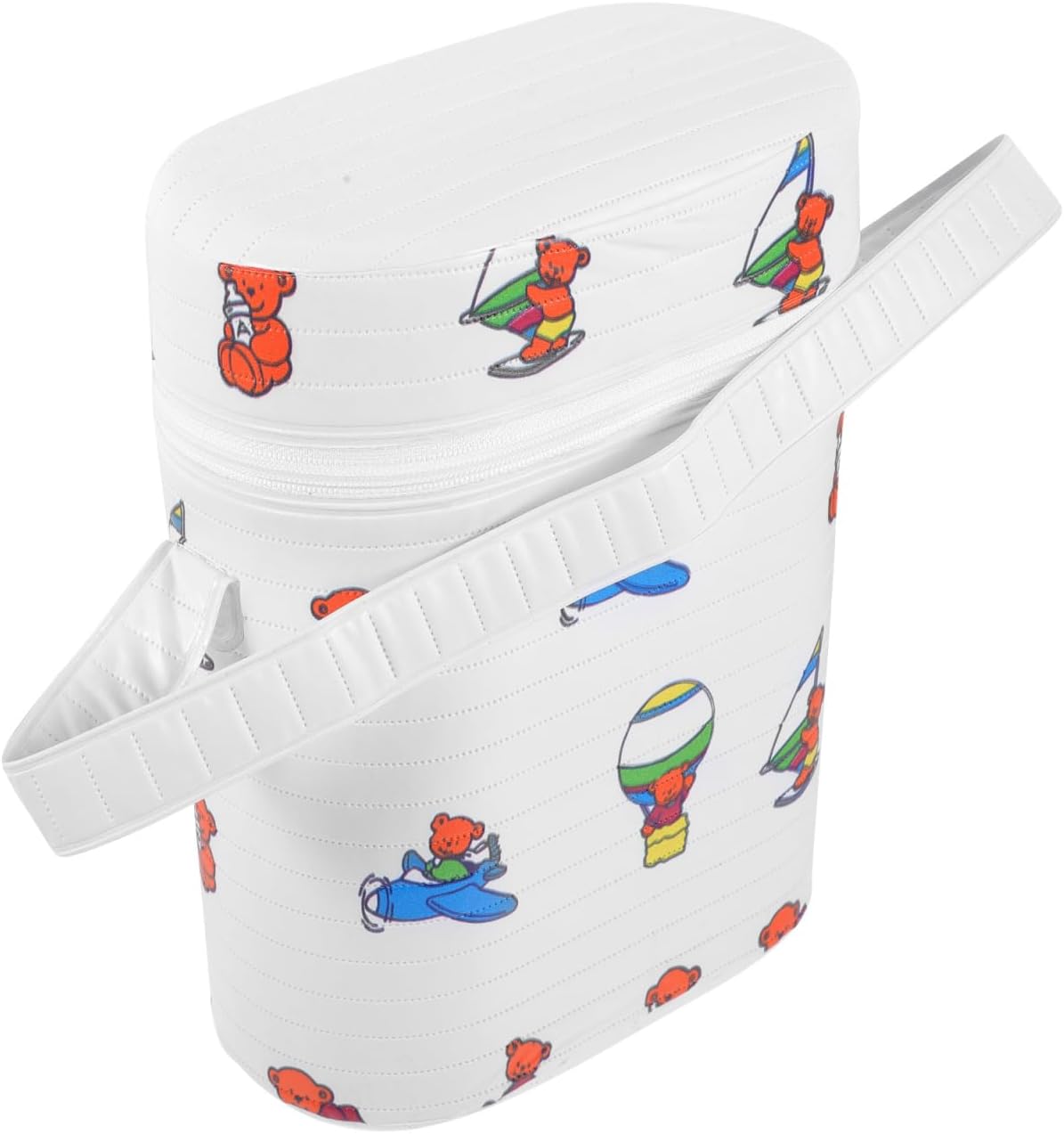 Portable Dual Compartment Insulated Water Warmer & Cooler Bag for Breastmilk, Travel Bottle Warmer with Cute Bear Design, 9.05 X 7.08 X 3.74 Inches, Pvc Material (random color)