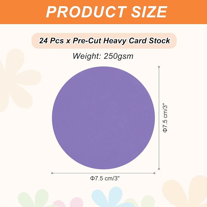 MECCANIXITY 24 Pcs Circle Card Stock, 3 Inch Round Cutouts Paper Thick