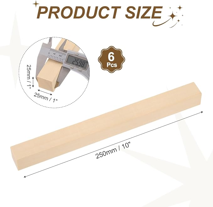 MECCANIXITY 6Pcs Basswood Sticks