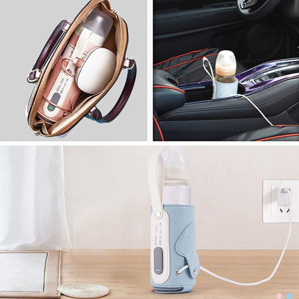 Portable Milk Warmer,Baby Bottle Warmer, USB Baby Bottle Warmer Portable Milk Travel Storage Insulation Thermostat(Blue), Baby Bottle Warmer for breastmilk car Baby Bottle Warmer Infant Feeding