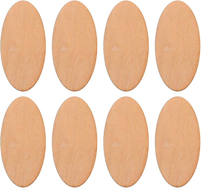 EXCEART 20 Pack Unfinished Oval Wooden Slices 3.14 X 1.57 X 0.07 Inch