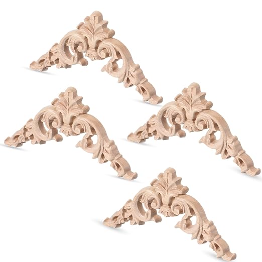 4 Pcs Wood Appliques for Furniture, Victorian Furniture Decorative Wood Trim