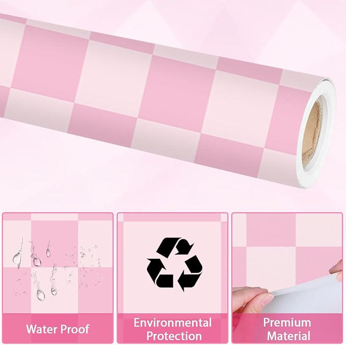Pink Checkered Bulletin Board Paper Roll Retro Pastel Pink Bulletin Board