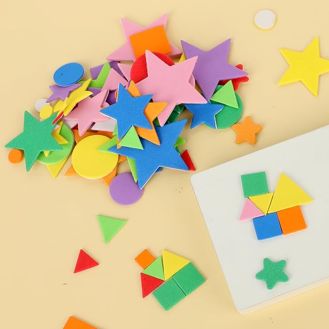 313 Pcs Foam Shape Stickers Assorted Colors Self Adhesive Foam Geometric Shape