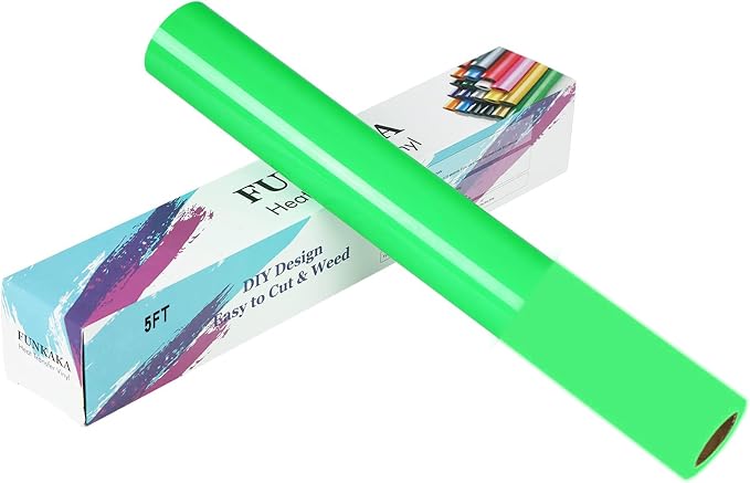 FUNKAKA Glow in The Dark Heat Transfer Vinyl Roll, Glow in Dark HTV Vinyl