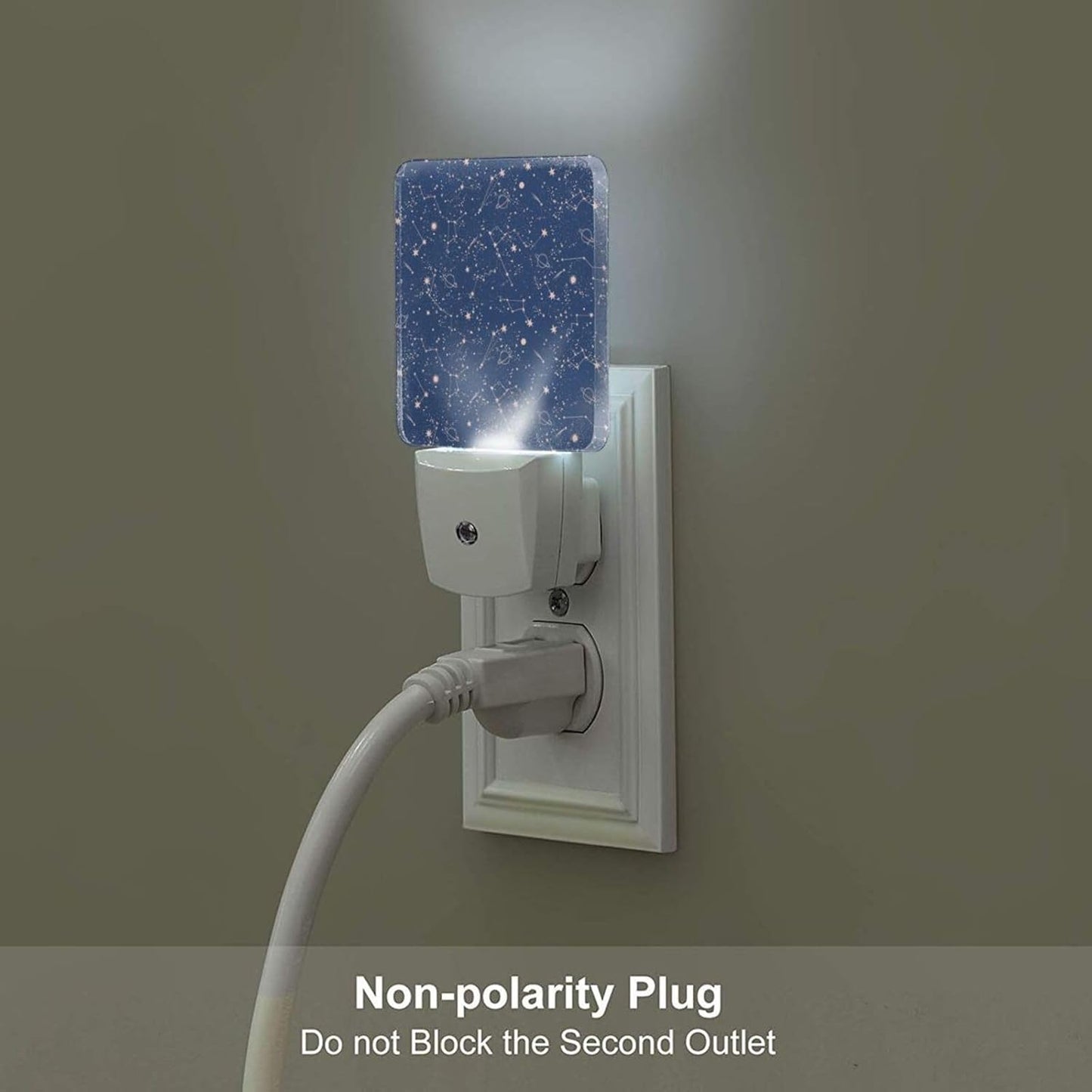 Star Map Night Light,Plug Into Wall for Boys Girls Bedroom Decorative Square Night Light Lamp 0.5w Sleep Friendly
