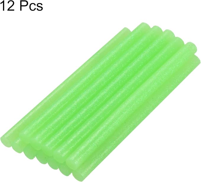 uxcell Mini Hot Glue Sticks for Glue Gun 7mm x 200mm Glitter Light Green 12pcs