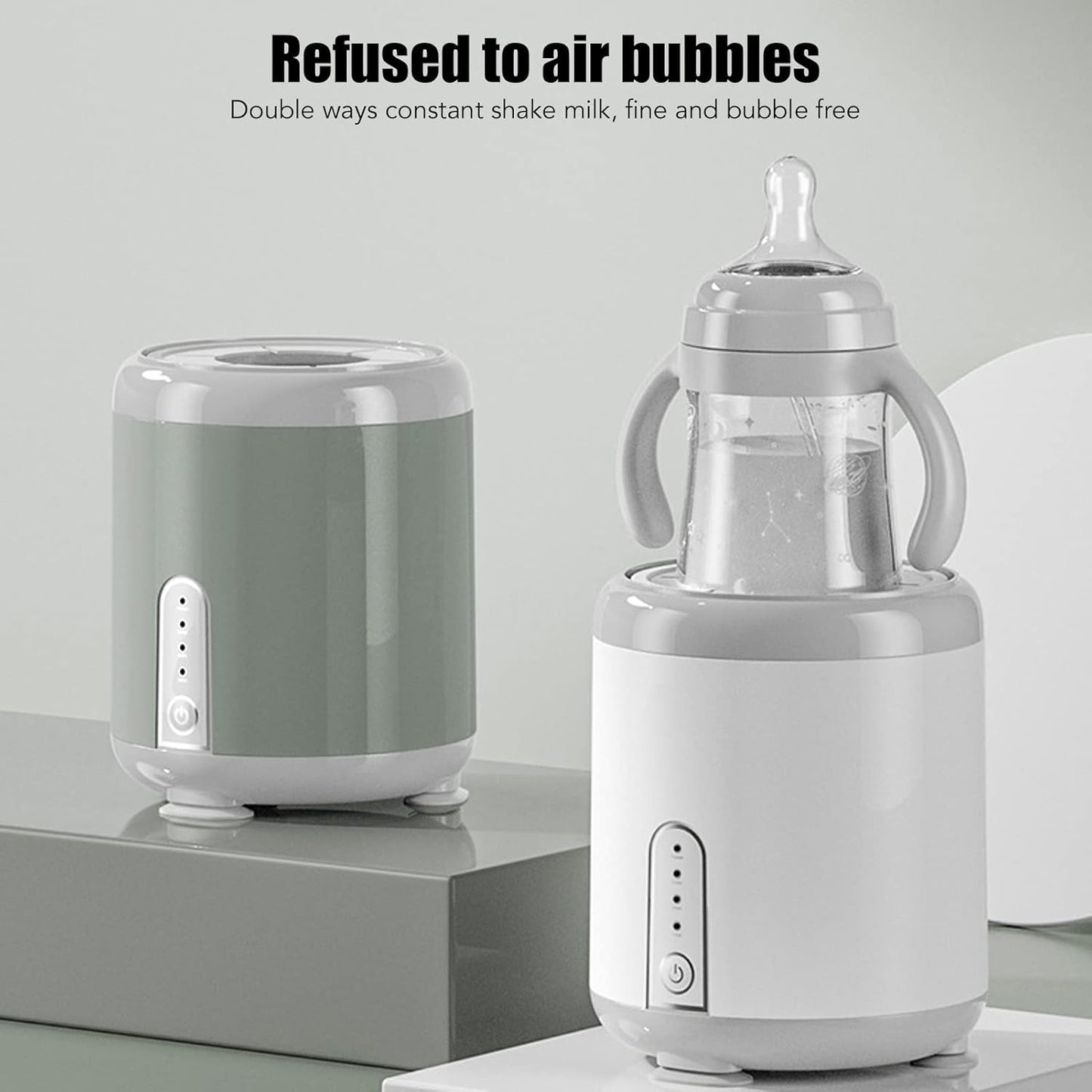 Baby Bottle Shaker, USB Charging Intelligent Baby Formula Mixer Bottle Warmer 3 Gear Automatic Milk Blender Mixer Electric Infant Bottle Shaker for Breastmilk and Formula, for Home Travel(White)