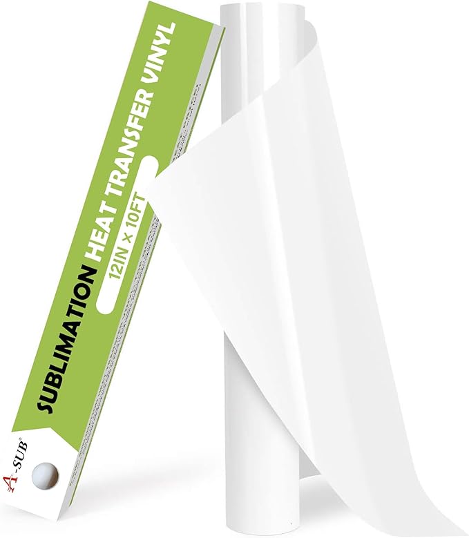 A-SUB Sublimation HTV Vinyl for Light Fabric, 12 Inch X 10 FT | Matte Clear