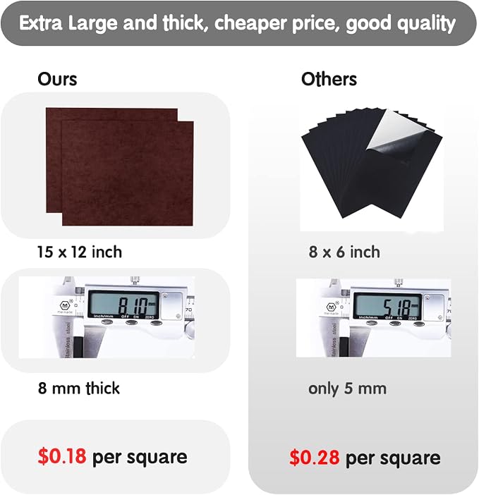 6 Pack Thick Felt Furniture Pads, 15’’ x 12’’ Protect Pads
