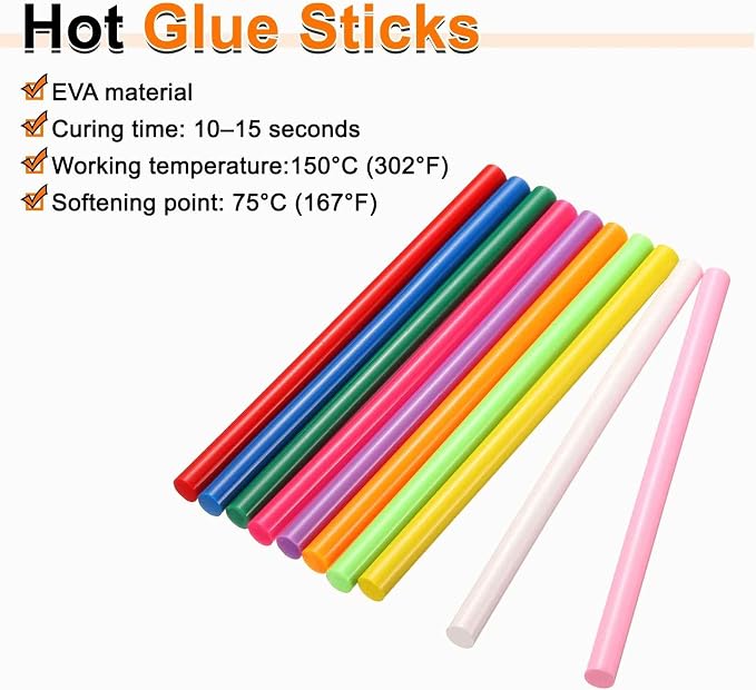 HARFINGTON 10pcs Hot Glue Sticks 0.43" Dia x 5.91" Long EVA Mini Hot Melt