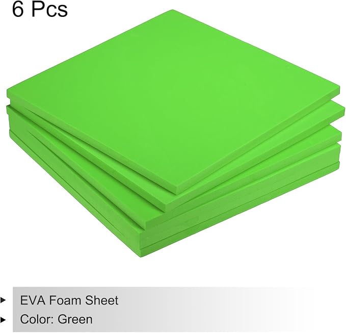 MECCANIXITY EVA Foam Sheets Green 9.8 Inch x 9.8 Inch 10mm Thick Crafts Foam
