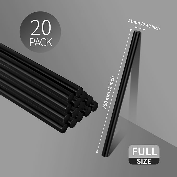 MATUFF Black Hot Glue Sticks Full Size 0.43” Dia x 8” Long, All-Purpose Glue
