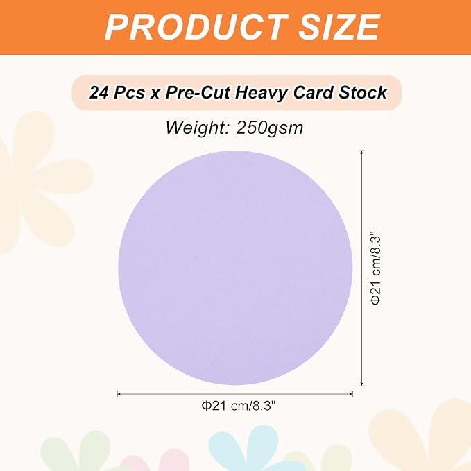 MECCANIXITY 24 Pcs Circle Card Stock, 8.3 Inch Round Cutouts Paper Thick