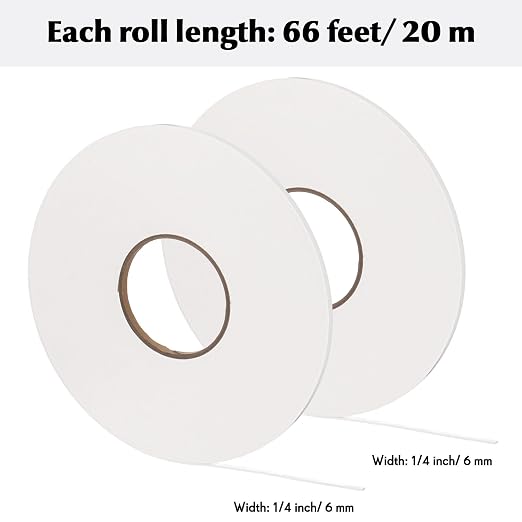 Tatuo 2 Rolls Double Sided Foam Tape PE Foam Tape Sponge Soft Mounting Adhesive